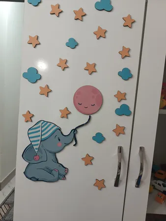 استیکر چوبی کودک باروچین مدل فیل کوچولو کد 1222