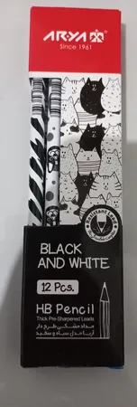 مداد مشکی آریا مدل BLACK & WHITE کد A2 بسته 12 عددی