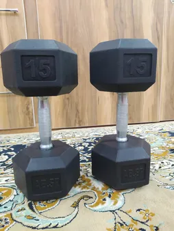 دمبل مدل شش ضلعی وزن ۱۵ کیلوگرم بسته ۲ عددی