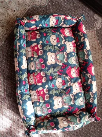 پارچه ملحفه عرض 1.5 متر پارچه باما طرح سه بعدی تدی زمستونی کد 5013484