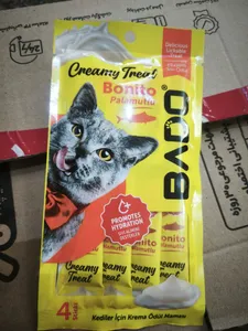 تجریه خرید تشویقی گربه بادو مدل بستنی طعم ماهی بونیتو وزن 60 گرم بسته 4 عددی