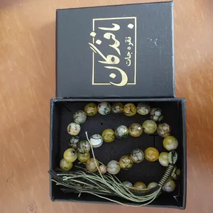 تجریه خرید تسبیح نقره جات بافندگان مدل سنگ عقیق شجر خزه ای کد 20