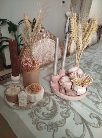 ست 6 تکه دکوری بتنی مدل رومیزی طرح باغ