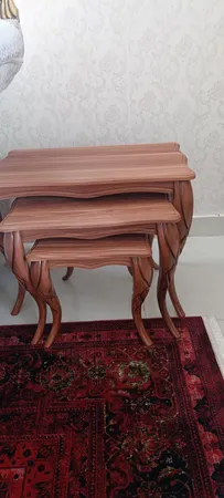 میز پذیرایی میز چوب مدل پیچک مجموعه 4 عددی