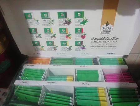 بسته چای سبز کیسه ای رفاه لاهیجان مدل 12 طعم 60 عددی