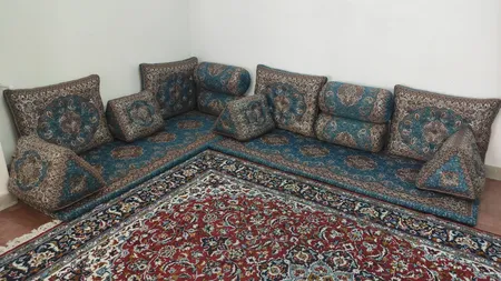 ست 7 تکه پشتی ترمه مدل شاه نشین کد 3004