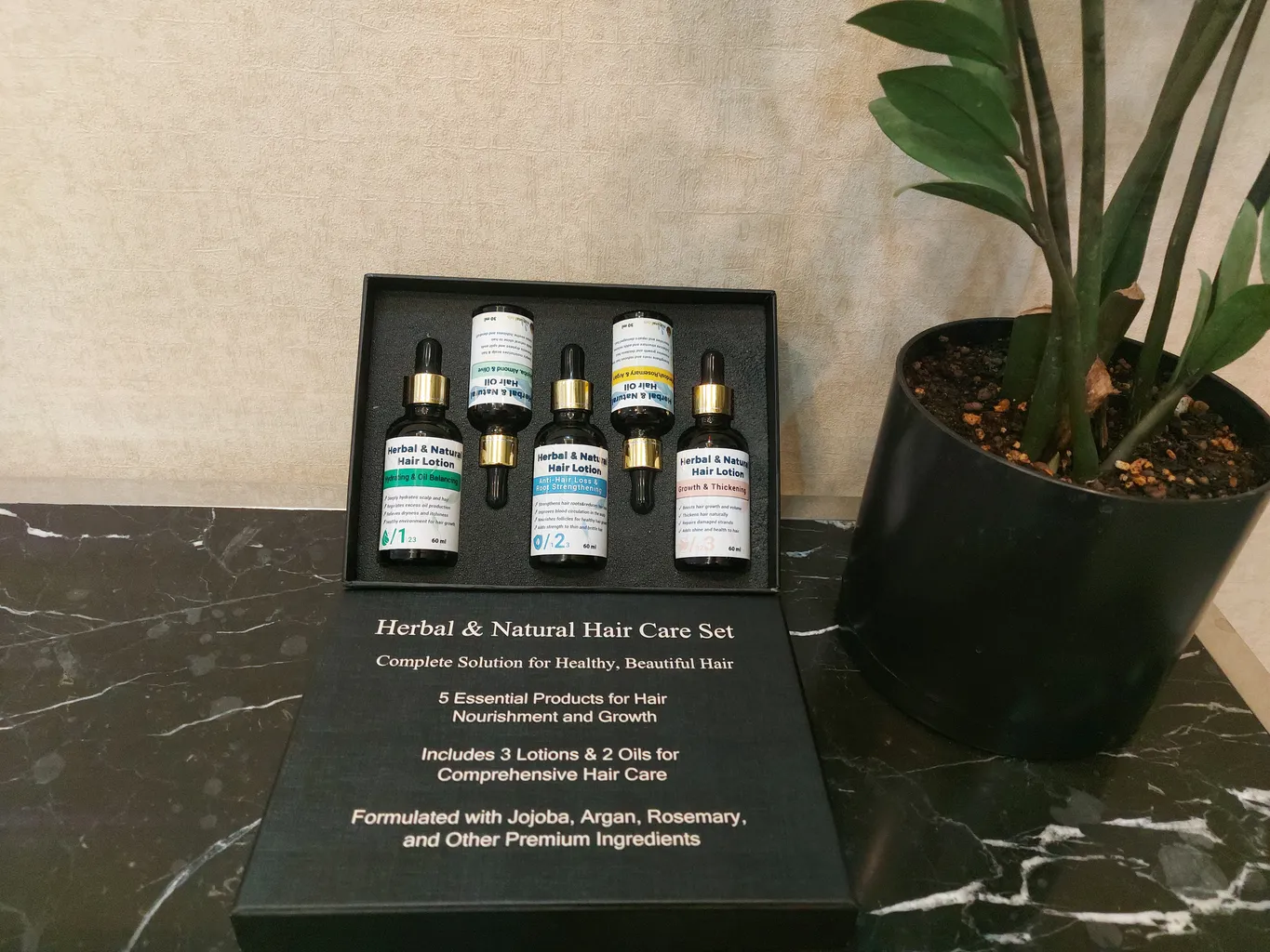 روغن‌ ریزش و تقویت کننده مو سر هربال مدل HN حجم 240 میلی لیتر بسته 5 عددی