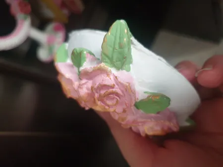 جا شمعی مدل وارمری طرح گل رز برجسته مجموعه 2 عددی