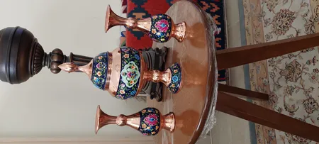 ست 3 تکه گلدان و شکلات خوری مسی مدل پرداز کد TRG16