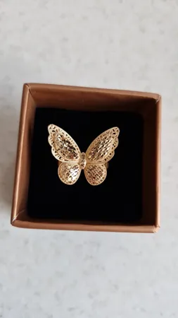 انگشتر طلا 18 عیار زنانه طلای مستجابی مدل پروانه سایز 56