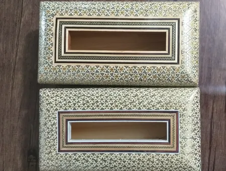 جعبه دستمال کاغذی خاتم کاری هنرلوکس کد p1