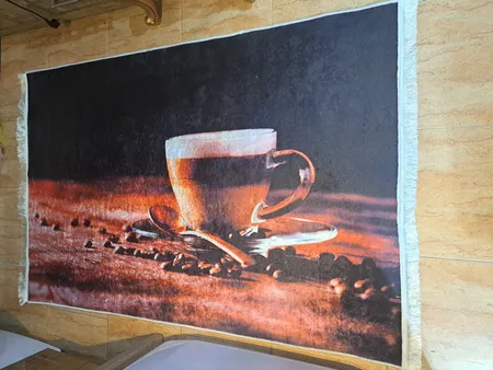 فرش ماشینی زانیس مدل مدرن طرح آشپزخانه زمینه قهوه ای