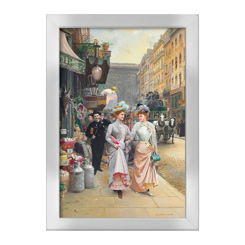 تابلو خندالو طرح نقاشی زنان زیبا در قدم زدن اثر باسیل لمونیه کد F12315