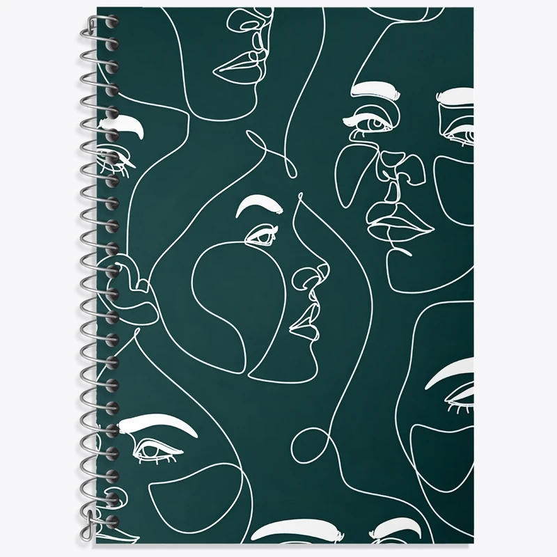 دفتر زبان 50 برگ خندالو مدل سه خط طرح پترن پرتره دختر کد N6053