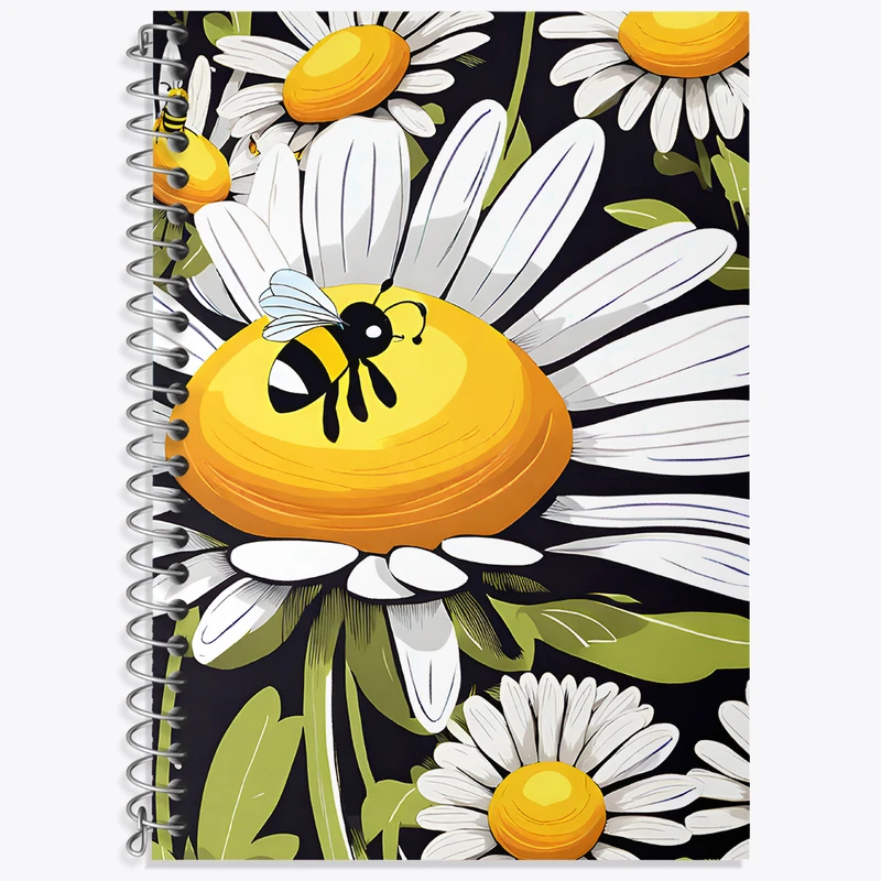 دفتر زبان 50 برگ خندالو مدل دو خط طرح گل بابونه کد N8856