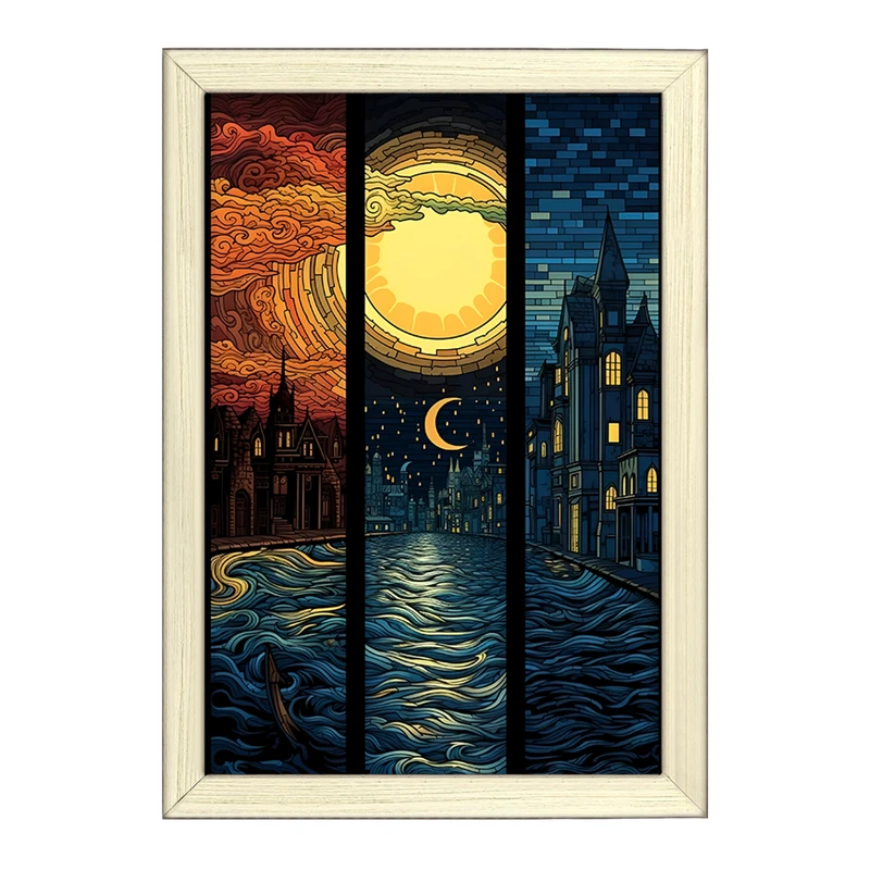 تابلو خندالو طرح منظره شب کد F3929