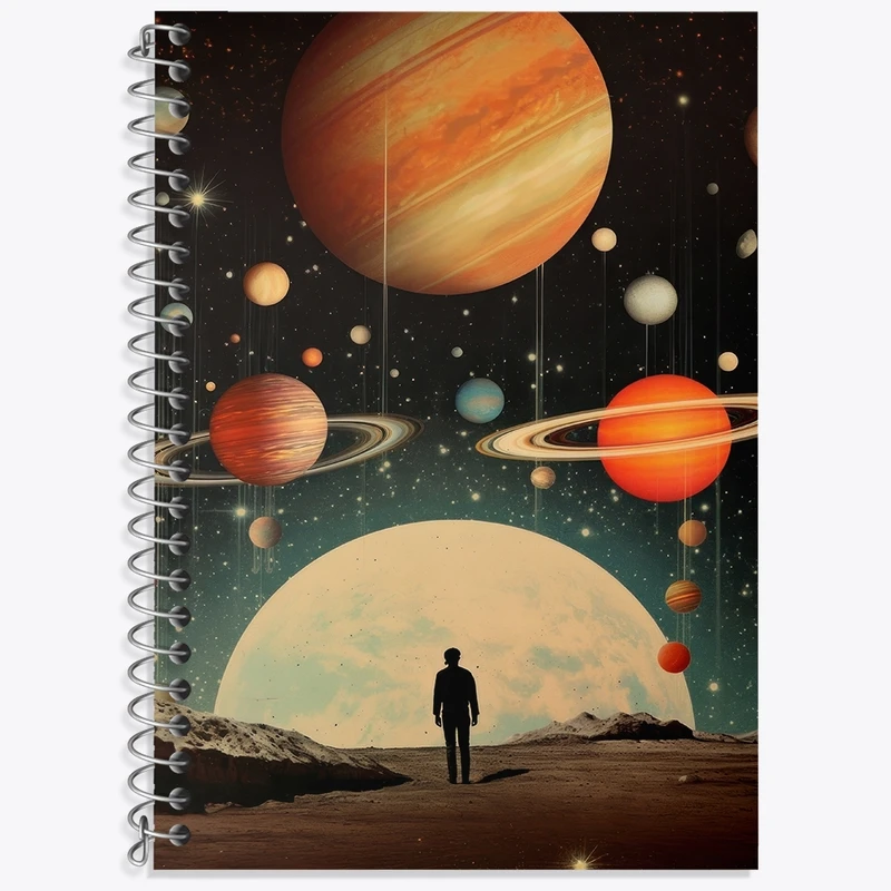 دفتر زبان 50 برگ خندالو مدل سه خط طرح کهکشان کد F3023