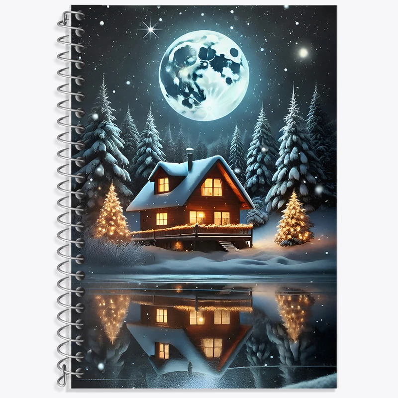 دفتر زبان 50 برگ خندالو مدل دو خط طرح منظره برفی کد F9969