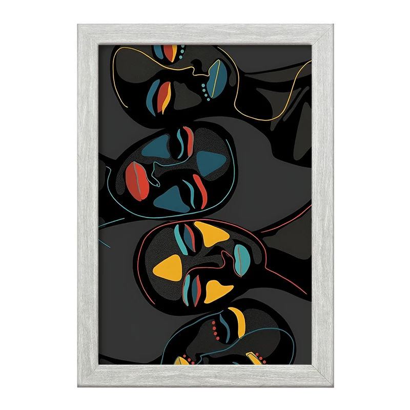 تابلو خندالو طرح صورتک های آفریقایی کد F9678