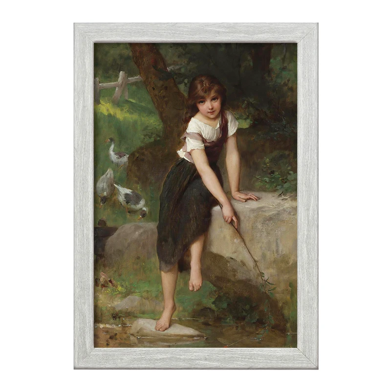 تابلو خندالو طرح نقاشی دختر و غاز اثر امیل مونیر کد F12344