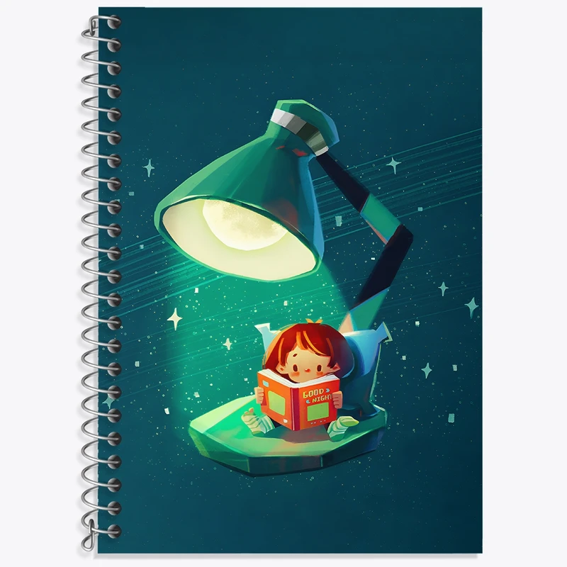 دفتر زبان 50 برگ خندالو مدل سه خط طرح دختر کتابخوان کد F4907