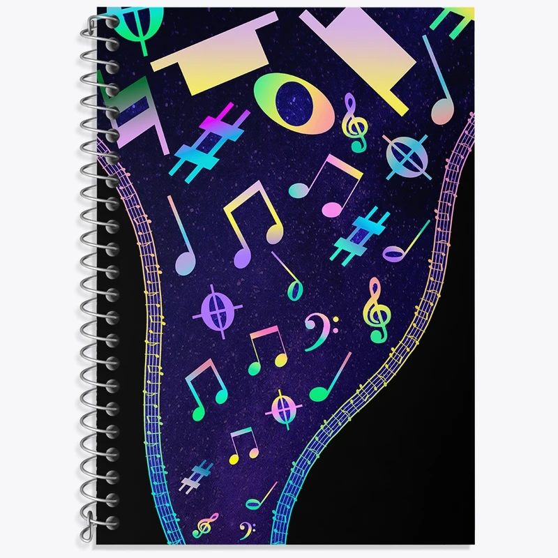 دفتر زبان 50 برگ خندالو مدل سه خط طرح نت موسیقی کد N8089