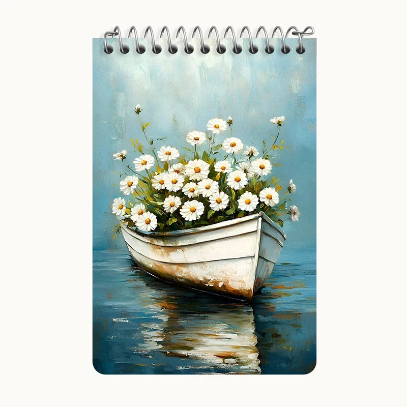 دفتر یادداشت 50 برگ خندالو طرح قایق گل بابونه کد F6604