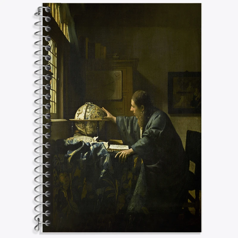 دفتر زبان 50 برگ خندالو مدل دو خط طرح نقاشی ستاره شناس اثر یوهانس فرمیر کد F12428