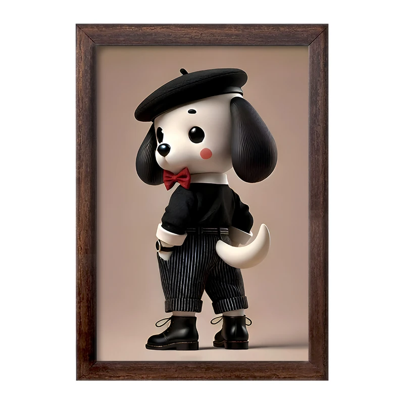 تابلو خندالو طرح سگ هنرمند کد F9309