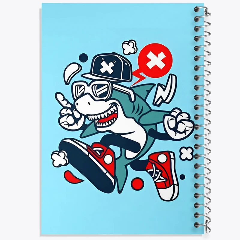 دفتر ژورنال نویسی 50 برگ خندالو مدل نقطه ای طرح کوسه کد F4370