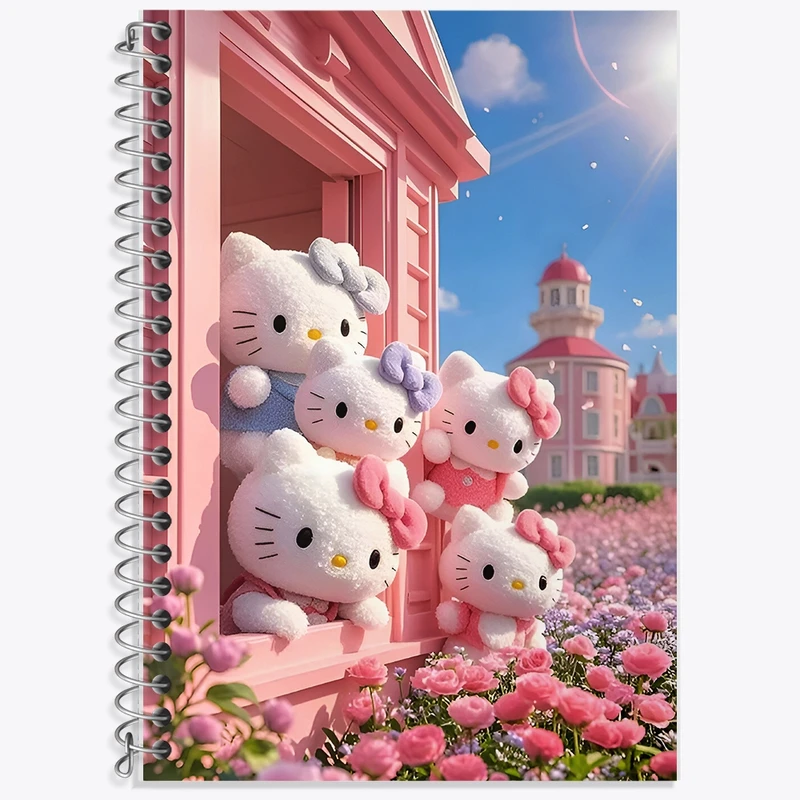 دفتر زبان 50 برگ خندالو مدل سه خط طرح هلو کیتی کد F9297