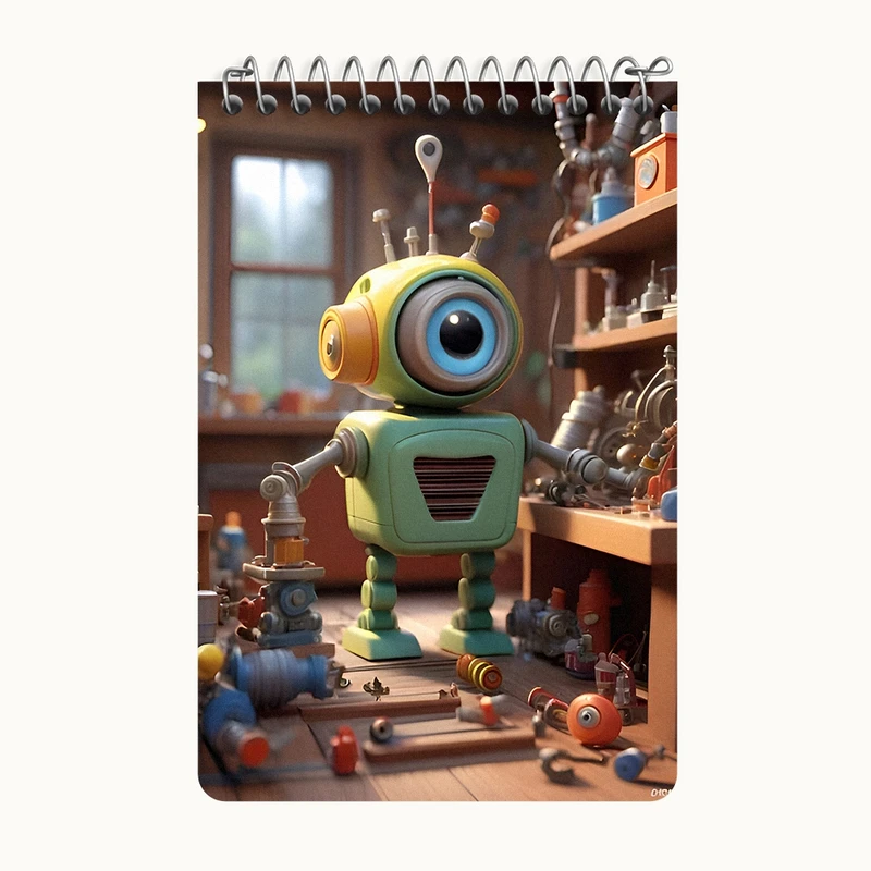 دفتر یادداشت 50 برگ خندالو طرح ربات بانمک کد F7795