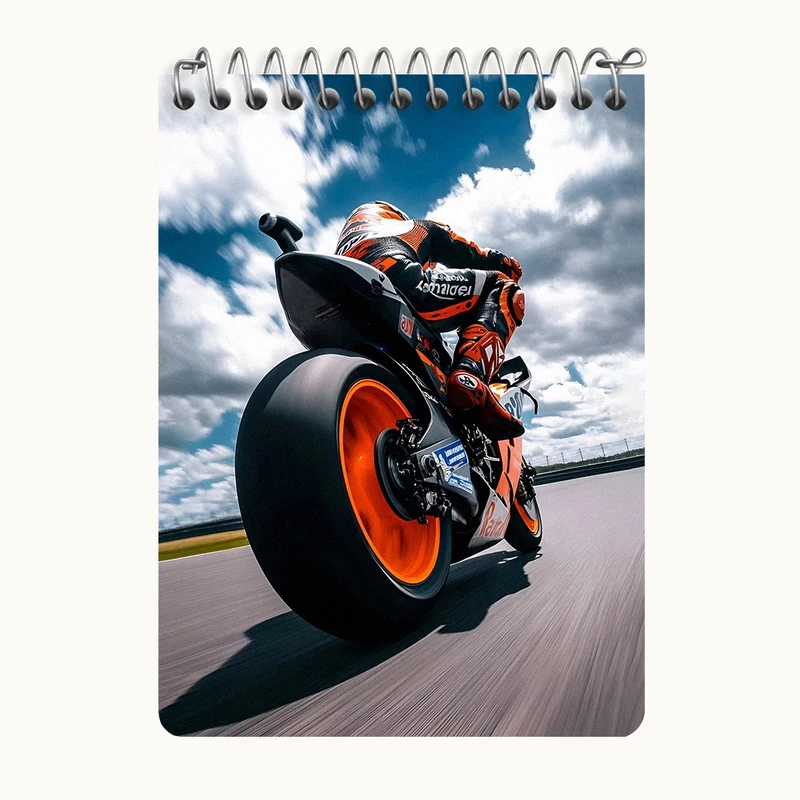 دفتر یادداشت 50 برگ خندالو طرح موتور سیکلت مسابقه‌ای کد N7544