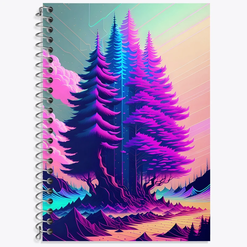 دفتر زبان 50 برگ خندالو مدل سه خط طرح درخت بنفش کد F4344