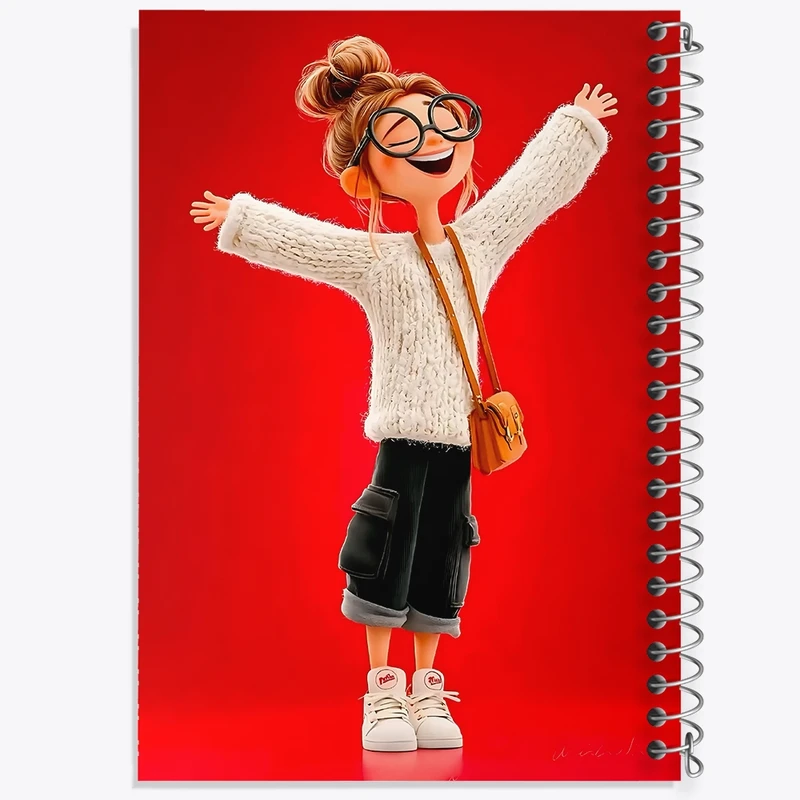 دفتر ژورنال نویسی 50 برگ خندالو مدل نقطه ای طرح دخترانه بامزه کد N8370