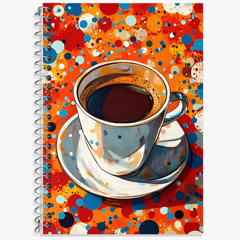 دفتر زبان 50 برگ خندالو مدل دو خط طرح فنجان قهوه کد F9841