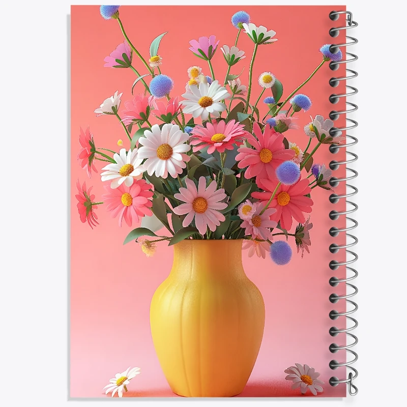 دفتر شطرنجی 50 برگ خندالو طرح گلدان گل کد F11184