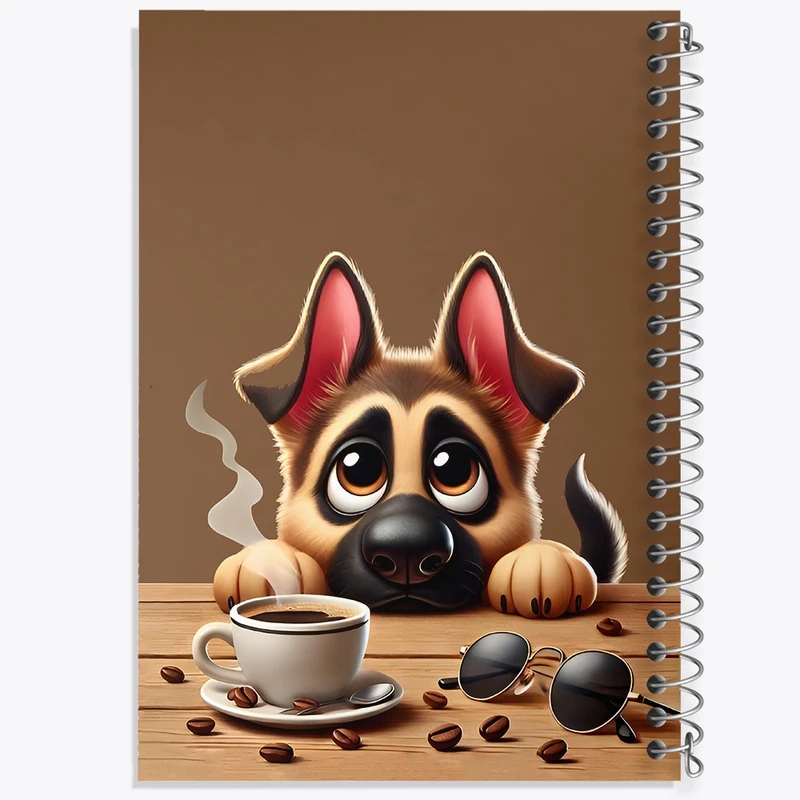 دفتر شطرنجی 50 برگ خندالو طرح سگ و فنجان قهوه کد F11831