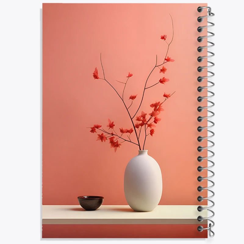 دفتر مشق 100 برگ خندالو طرح گلدان گل قرمز کد F11192