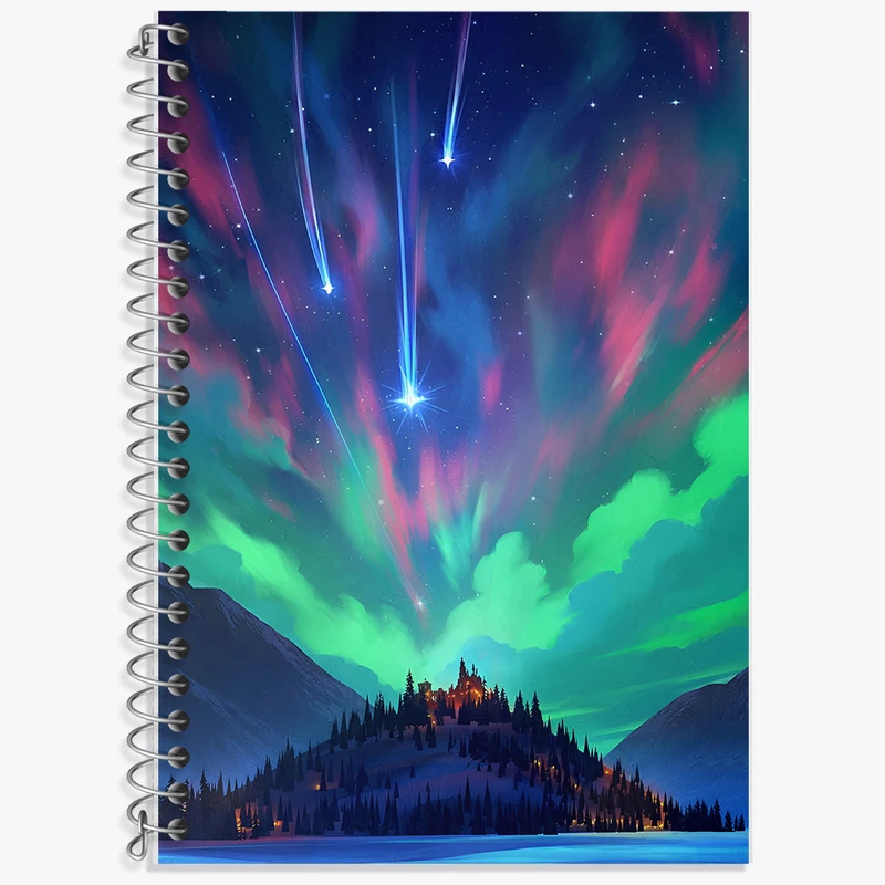 دفتر زبان 50 برگ خندالو مدل دو خط طرح شفق قطبی کد F11057