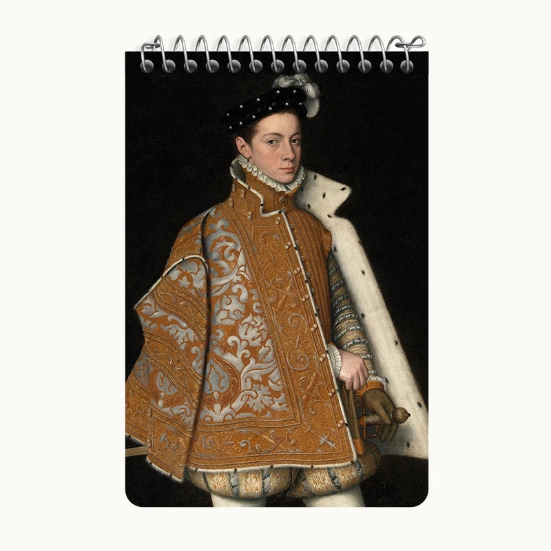 دفتر یادداشت 50 برگ خندالو طرح پرتره شاهزاده الساندرو فارنزه اثر سوفونیسبا آنگویسولا کد F12252