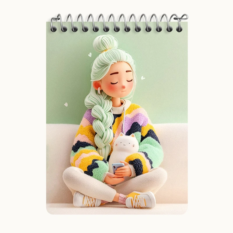 دفتر یادداشت 50 برگ خندالو طرح دخترانه بامزه کد N8368