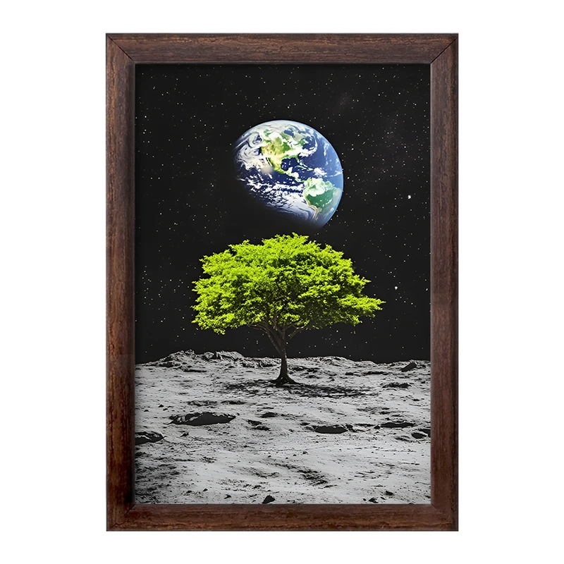 تابلو خندالو طرح درخت و کره زمین کد F12097