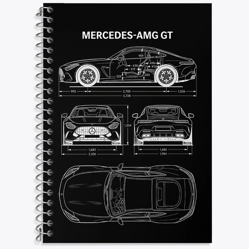 دفتر زبان 50 برگ خندالو مدل دو خط طرح مرسدس بنز (Mercedes Benz) کد N8276