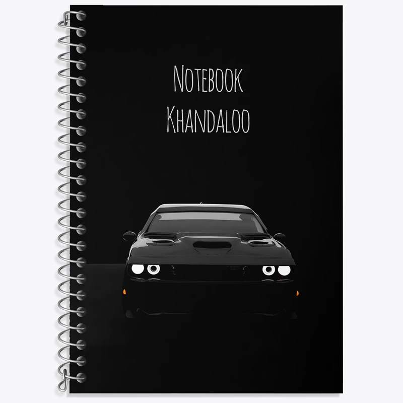 دفتر زبان 50 برگ خندالو مدل سه خط طرح ماشین اسپرت (Dodge Challenger) کد N7505