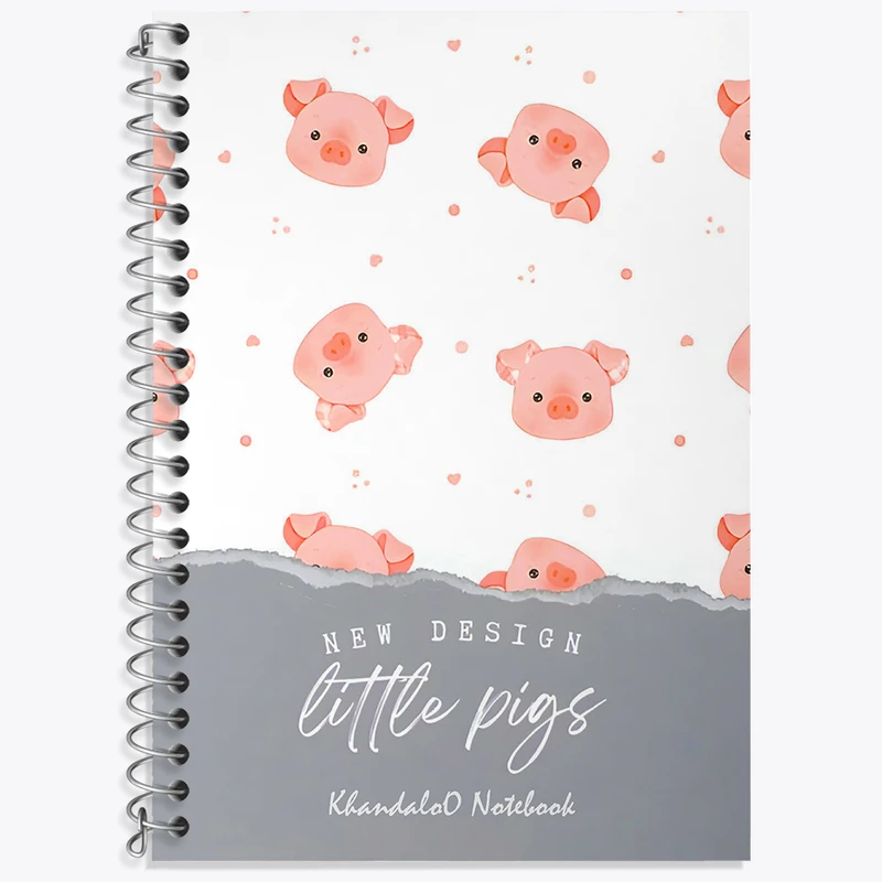 دفتر زبان دوخط 50 برگ خندالو طرح پترن خوک بامزه کد N9493