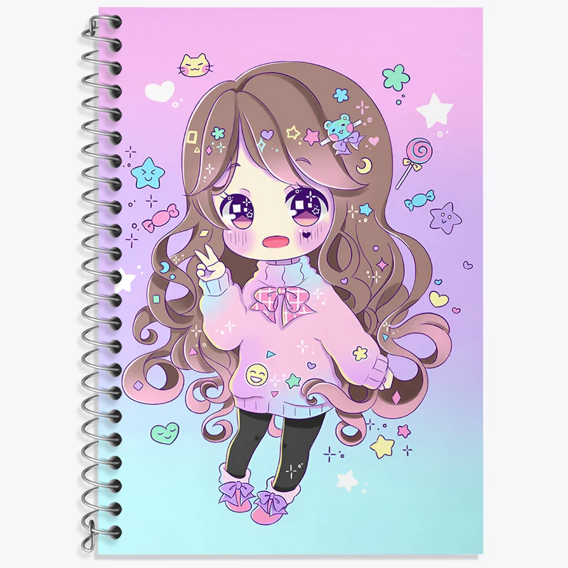 دفتر زبان 50 برگ خندالو مدل دو خط طرح دخترانه فانتزی کد N8210