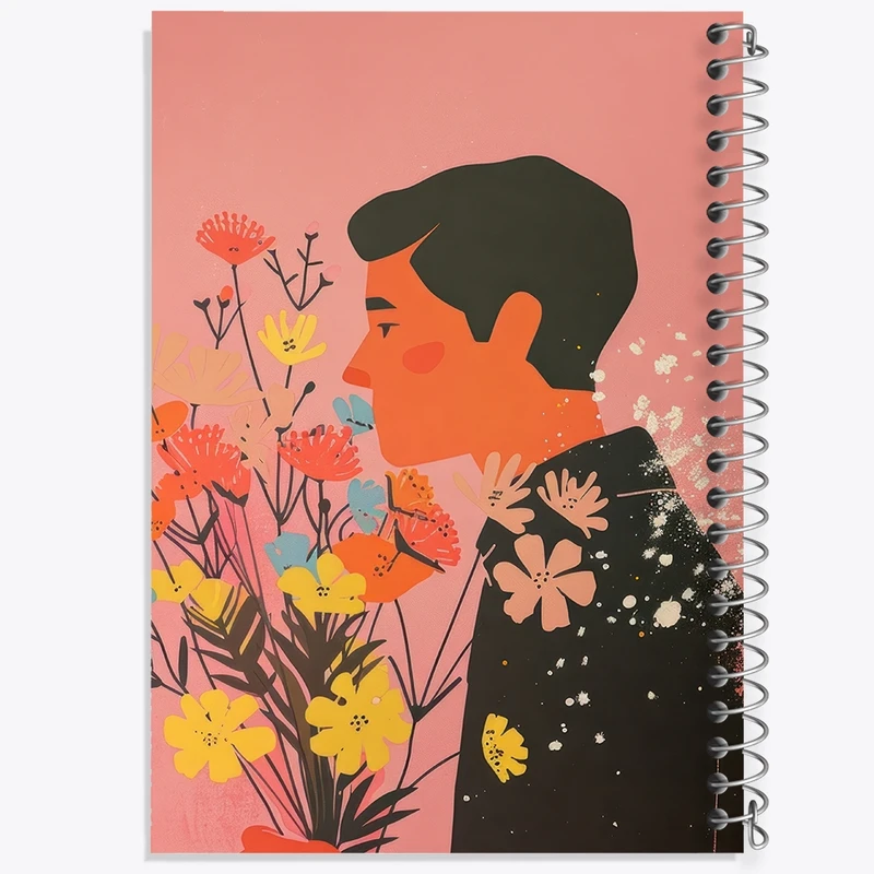 دفتر طراحی 50 برگ خندالو طرح مرد و گل کد F3068