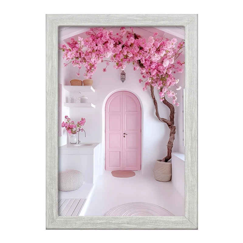 تابلو خندالو طرح خانه ی صورتی مینیمال کد F7477