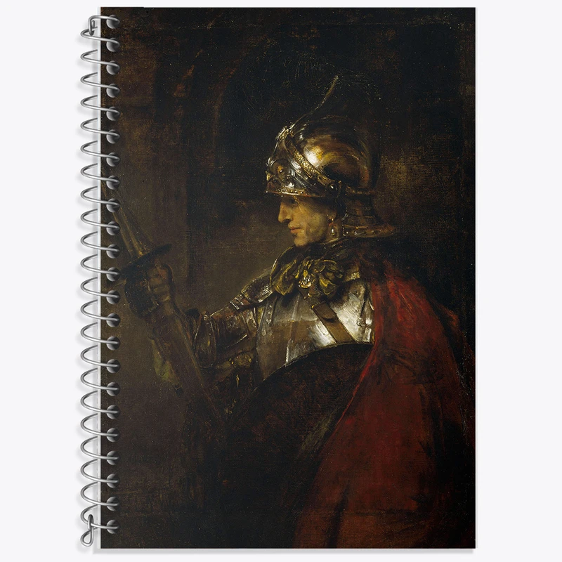 دفتر زبان 50 برگ خندالو مدل دو خط طرح نقاشی مرد زره‌ پوش اثر رمبراند کد F12190